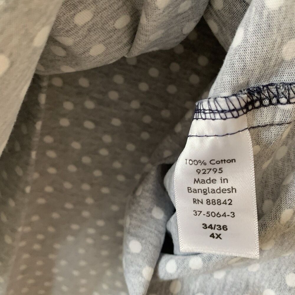 Woman Within Short Sleeve Cotton V-neck T-shirts Lot Of 3 Blue White Patterns 4X - Picture 14 of 16